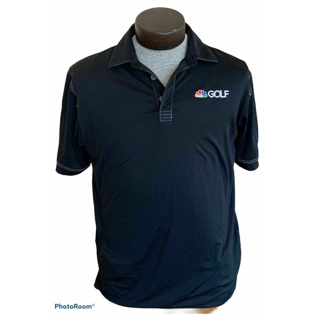 Callaway NBC Golf Logo Dell Short Sleeve Polo Shirt Black Men's S Small Pullover